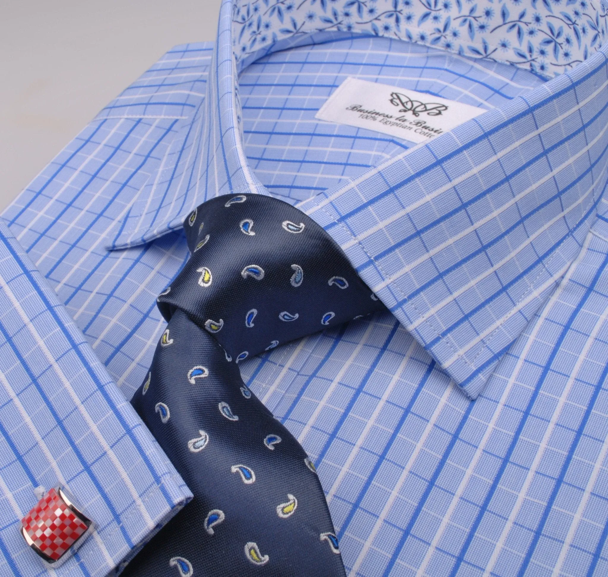Big Dandelion Designer Striped Checks Floral Formal Business Dress Shirt