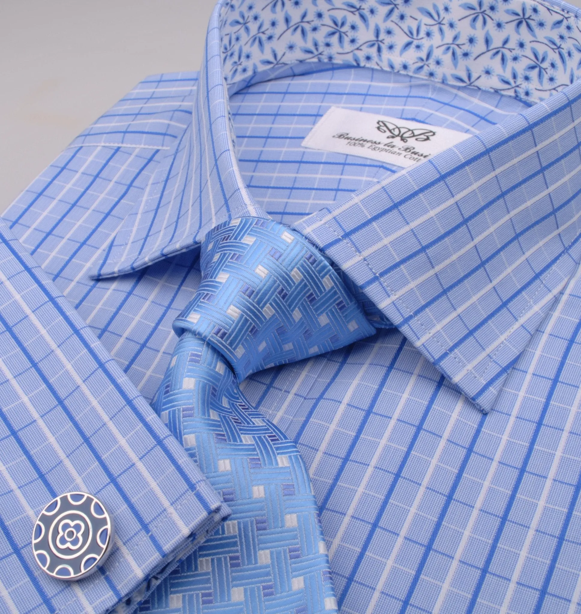 Big Dandelion Designer Striped Checks Floral Formal Business Dress Shirt