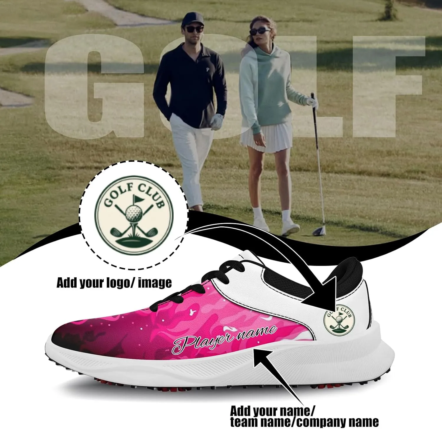 Custom Camo Graffiti Golf Shoes for Men Women Stylish Spikeless Vent Sole Personalize with Logo or Name Grass Sports Sneaker