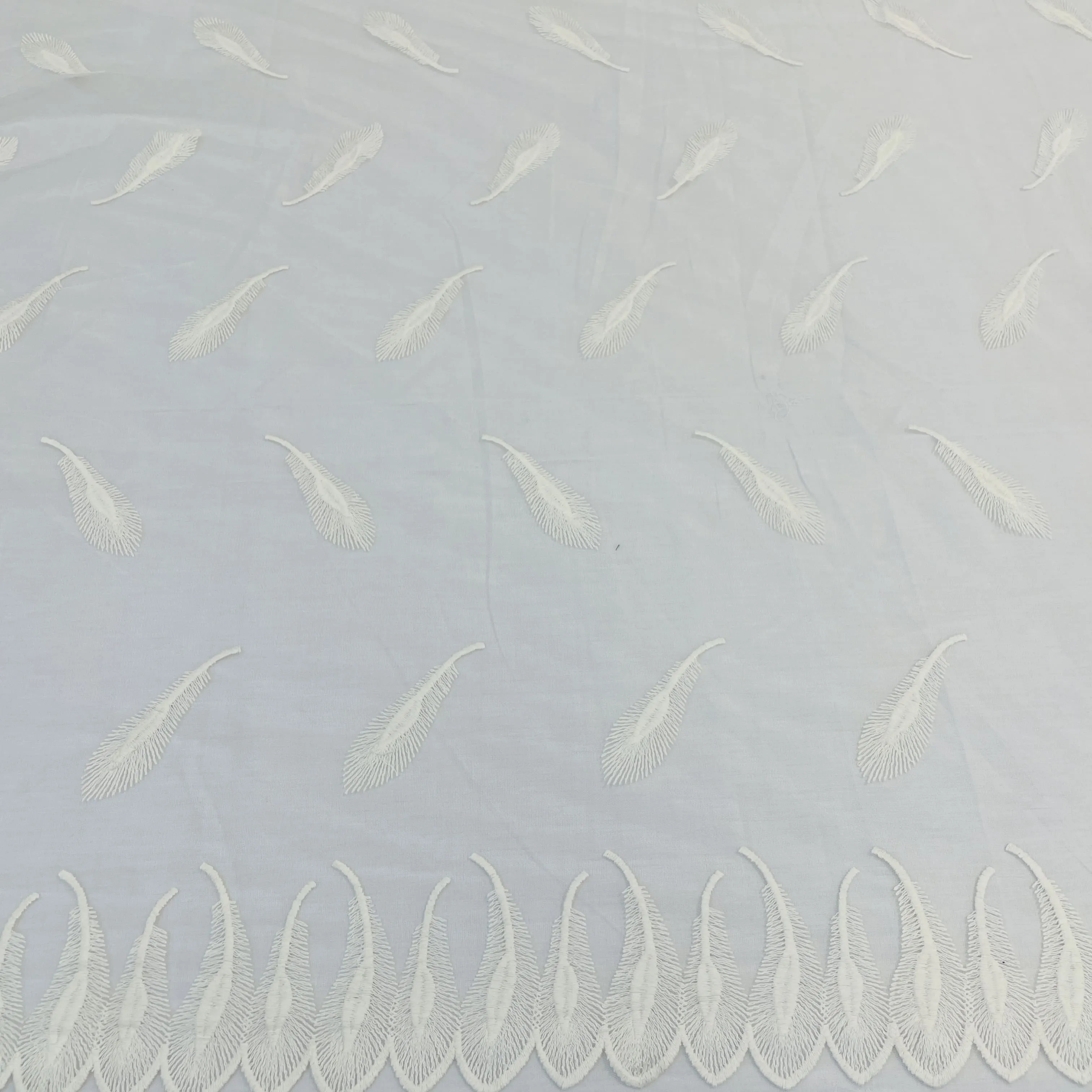 Exclusive Off White Floral Embroidery Dyeable Net Fabric