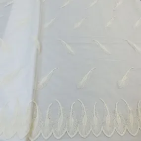 Exclusive Off White Floral Embroidery Dyeable Net Fabric