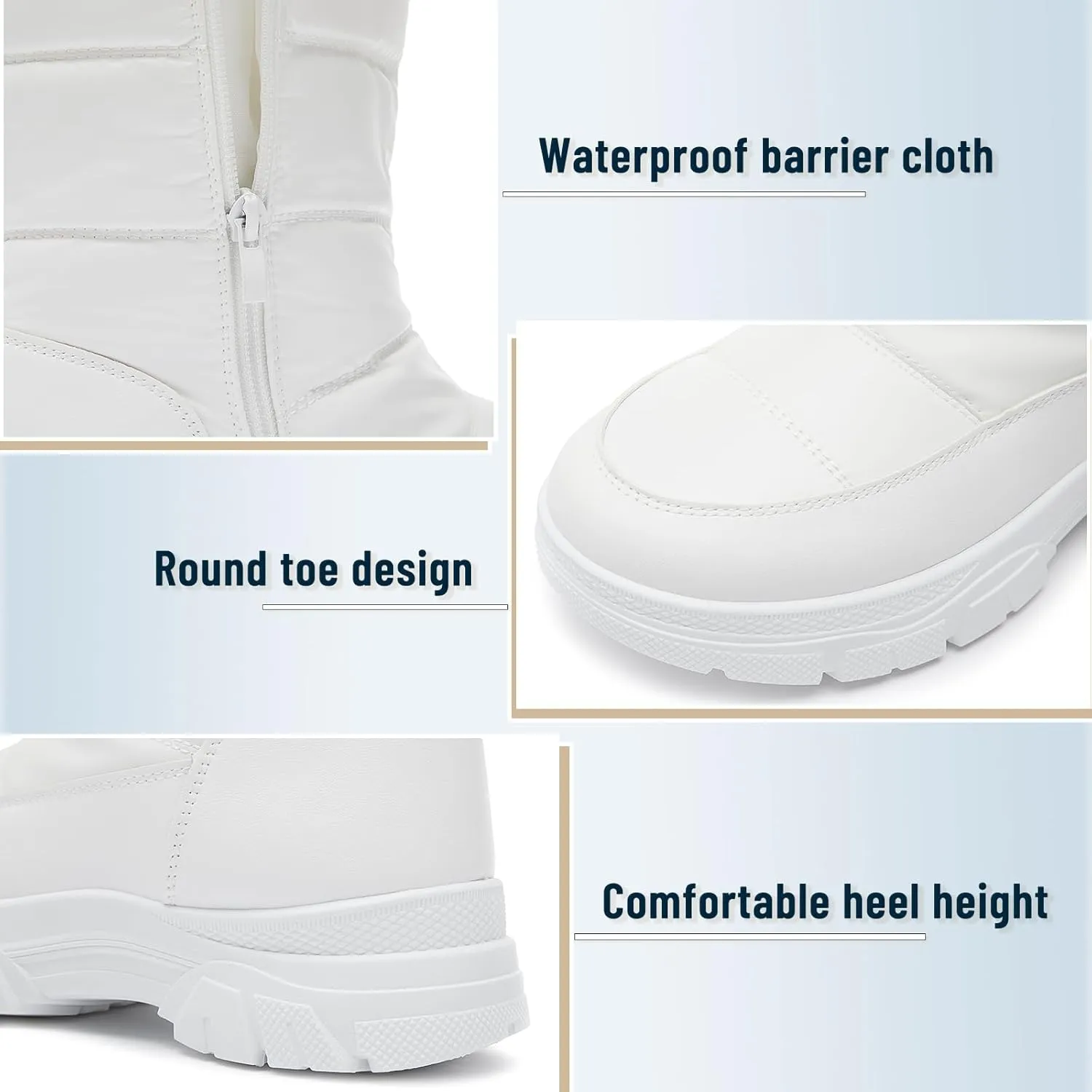 FINIWOR Womens Snow Boots Waterproof Mid Calf Winter Boots for Women Warm Faux Fur Lined Boots Side Zipper Non-Slip Boots