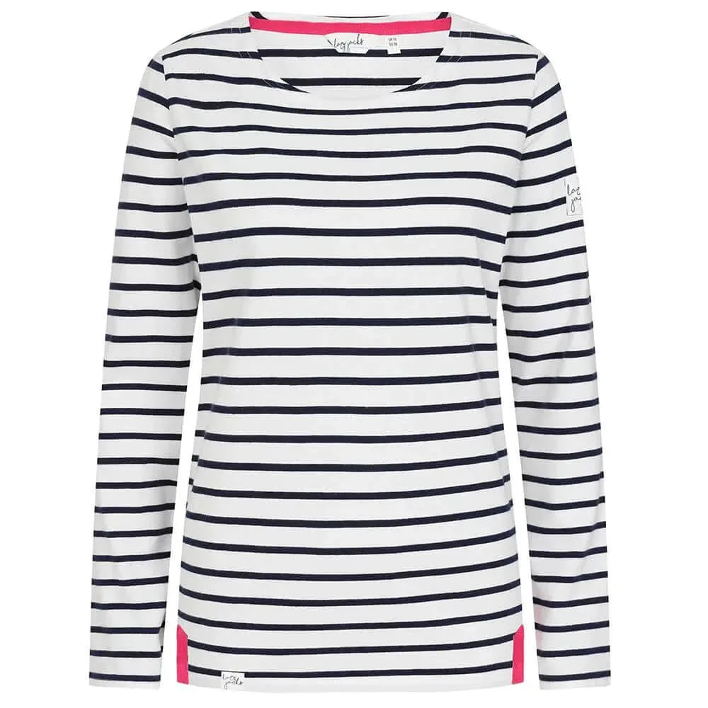 Lazy Jacks Womens Breton Top - White