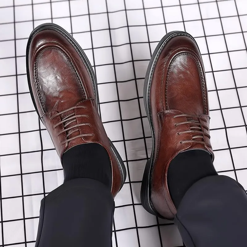 Mens Loafers Elegant Leather Fashion Oxford Pointed-Toe Tuxedo Dress Shoes Office