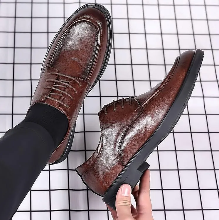Mens Loafers Elegant Leather Fashion Oxford Pointed-Toe Tuxedo Dress Shoes Office