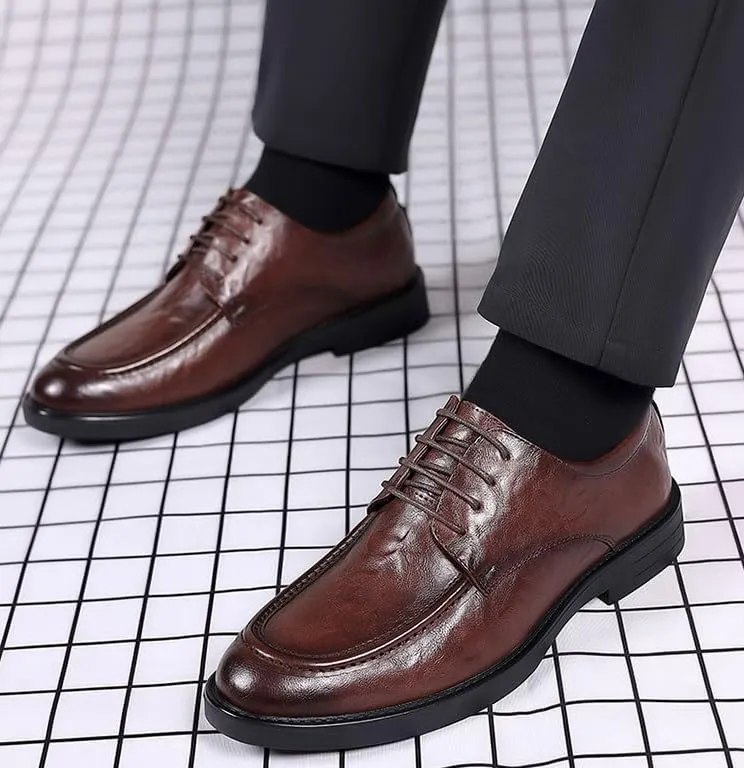 Mens Loafers Elegant Leather Fashion Oxford Pointed-Toe Tuxedo Dress Shoes Office