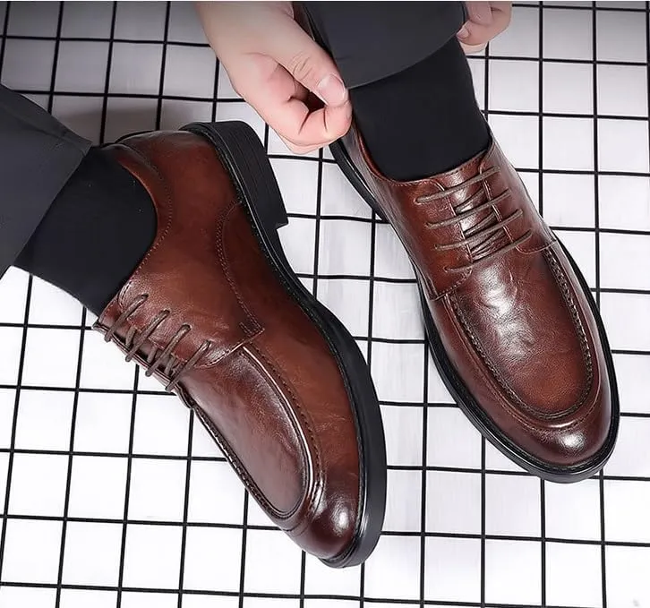 Mens Loafers Elegant Leather Fashion Oxford Pointed-Toe Tuxedo Dress Shoes Office