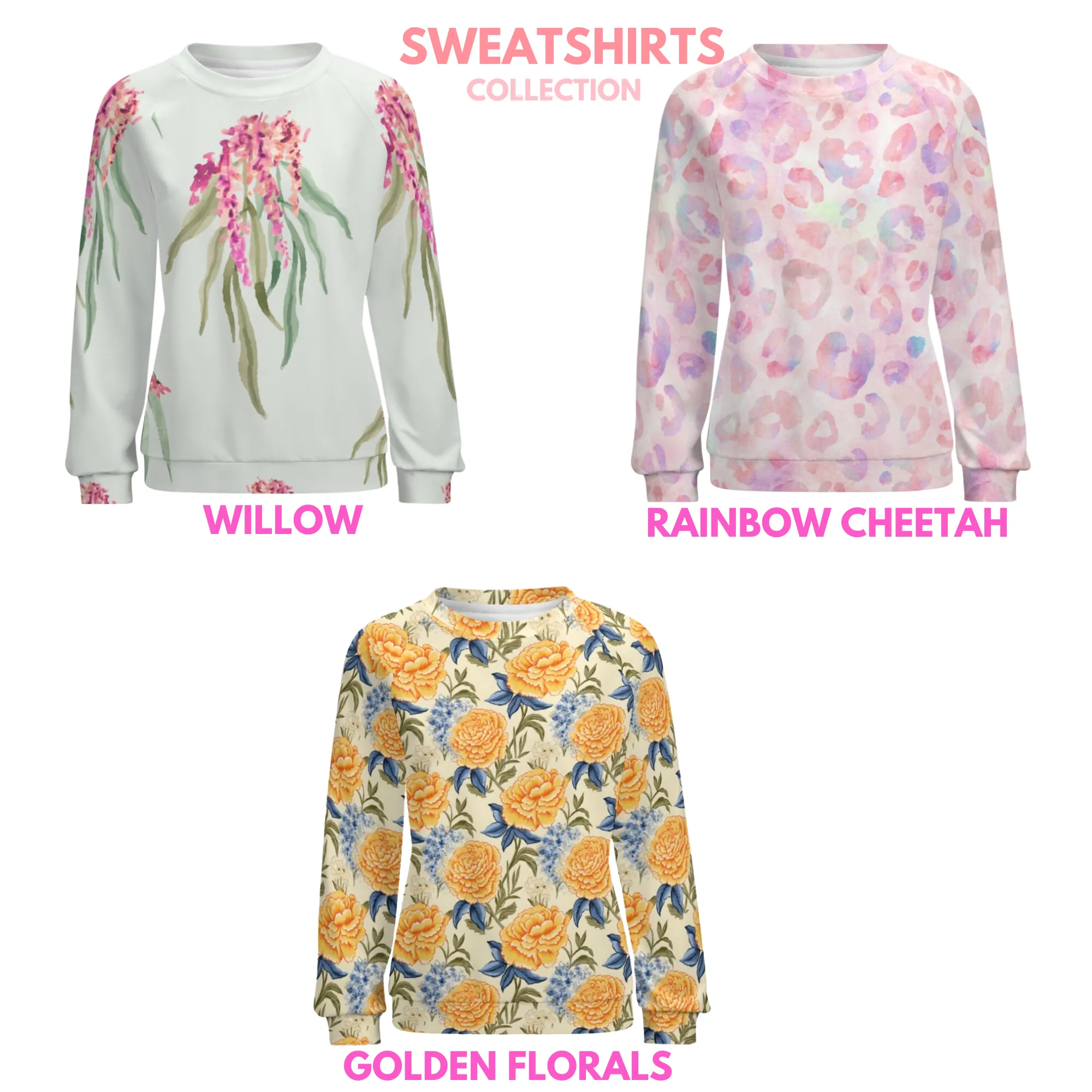 Pink Hydrangea Women's Raglan Crewneck Sweatshirt | Floral Heart Wreath Top | Cozy Autumn & Winter Crewneck