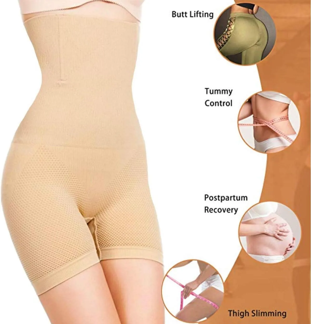 ShaperQueen102E Shaper Shorts - Womens High-Waist Cincher Trainer Girdle Faja Tummy Control Thigh Slimming Shapewear Shorts