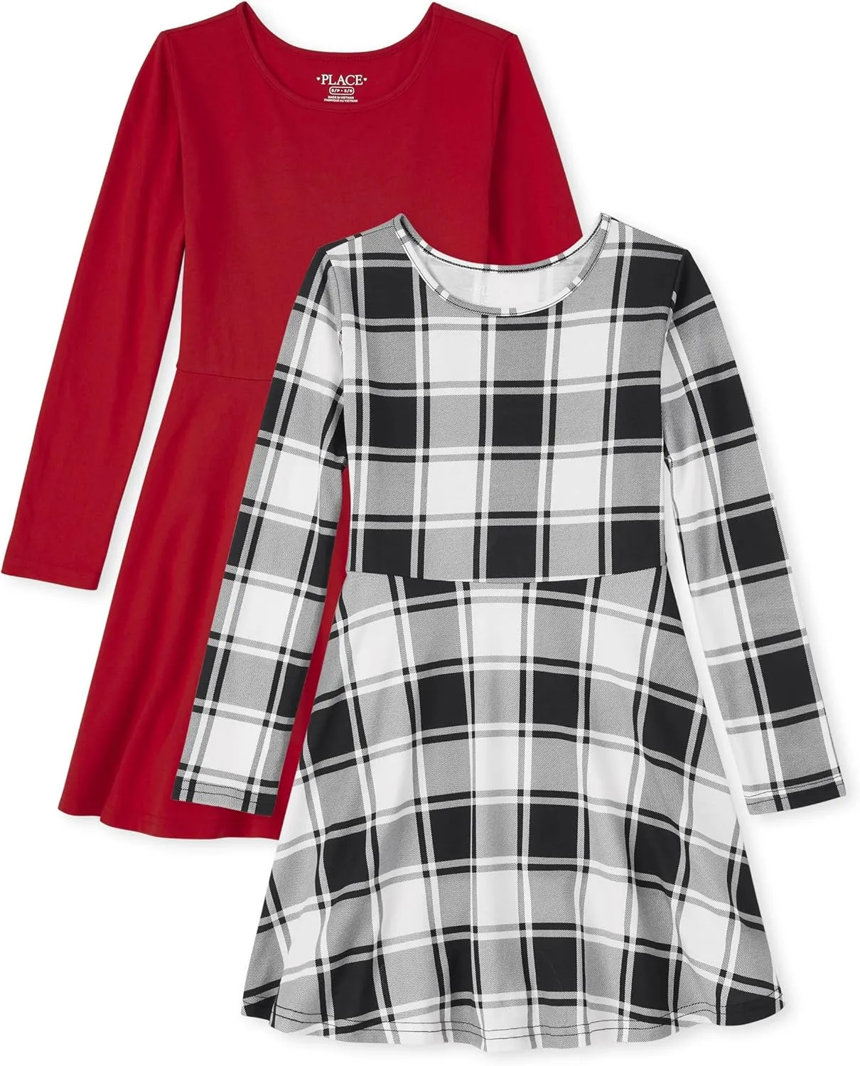 The Children's Place Girls' 2 Pack Long Sleeve Fashion Skater Dress