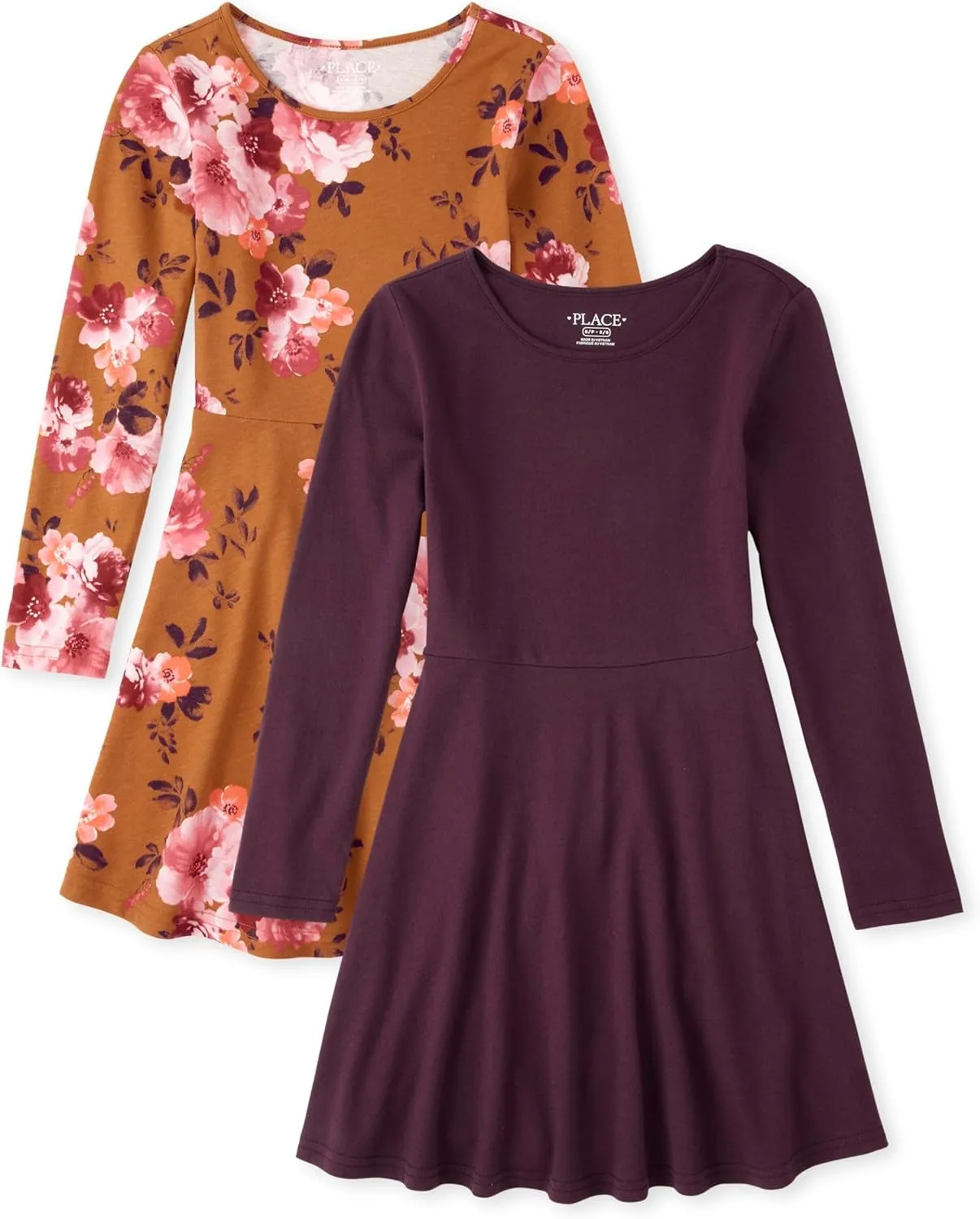 The Children's Place Girls' 2 Pack Long Sleeve Fashion Skater Dress