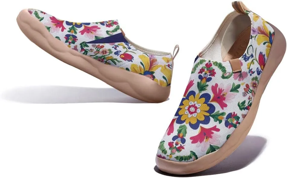 Women's Art Illustration Slip-on Shoes Vibrant Floral Casual Loafers Lightweight Comfortable Travel Footwear