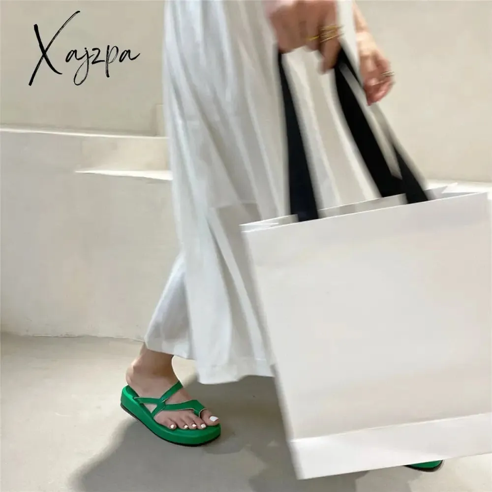 Xajzpa - Flat Ladies Sandals Summer Design Fashionable Women's Slippers Outerwear Solid Color Comfortable Gentle Female Shoes